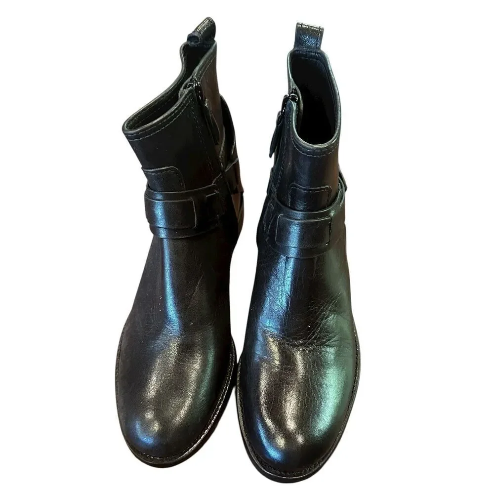 Tory Burch Colton Black Leather Logo Bootie NWOB Size 5 1/2